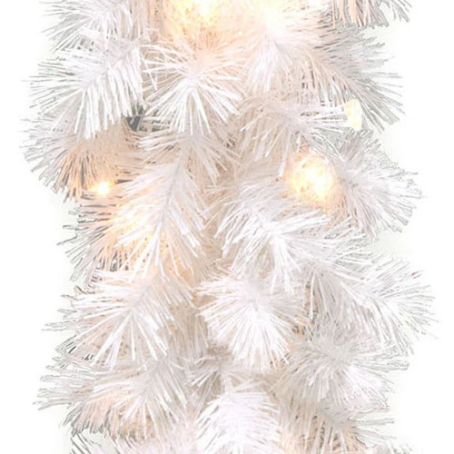 Christmas Central 9' X 10" Pre-Lit White Wispy Willow Artificial Christmas Garland, Clear Lights 5 Christmas Central 9' X 10" Pre-Lit White Wispy Willow Artificial Christmas Garland, Clear Lights - Image 3