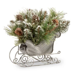 Christmas Central 10" Pine Sleigh With Pinecones Christmas Tabletop Decoration
