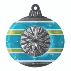 Christmas Central 15.5" Blue And Green Lighted Christmas Ornament Window Silhouette