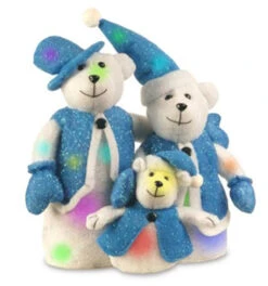 Christmas Central 16" Blue And White LED Lighted Bear Family Christmas Decor