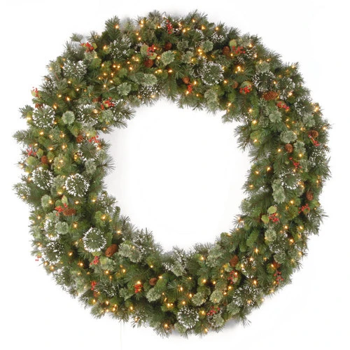 Christmas Central Pre-Lit Wintry Pine Artificial Christmas Wreath, 60-Inch, Clear Lights 3 Christmas Central Pre-Lit Wintry Pine Artificial Christmas Wreath, 60-Inch, Clear Lights